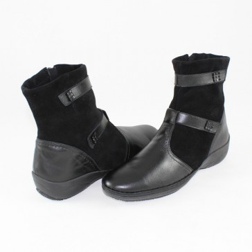 Ghete piele intoarsa dama negru Johnny shoes iarna 255-CamNero
