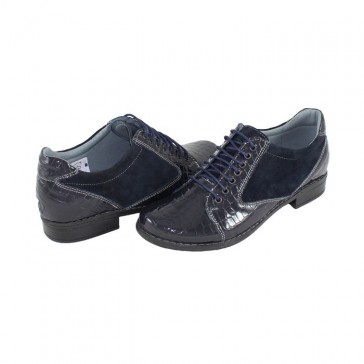 Pantofi piele intoarsa dama bleumarin Nicolis lac 58738-AlbastruCroco