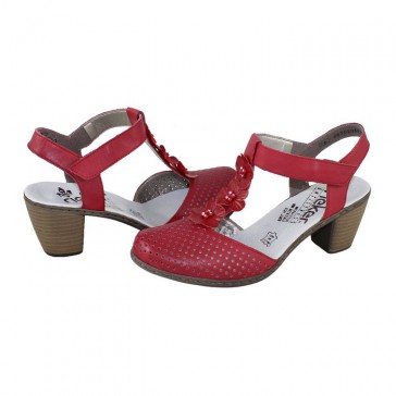Pantofi piele naturala dama rosu Rieker toc mediu 40996-33-Red