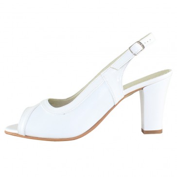 Pantofi piele naturala dama alb Arco shoes toc mediu 609-Alb