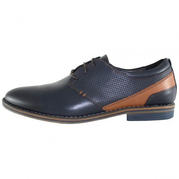 Pantofi eleganti piele naturala barbati bleumarin maro Pieton SIR-142-BL-M