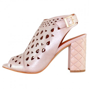 Sandale piele naturala dama roz Dogati shoes toc inalt 672-577-Roz