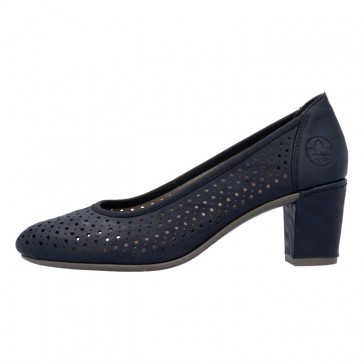 Pantofi dama albastru Rieker toc mediu 41057-14-Albastru