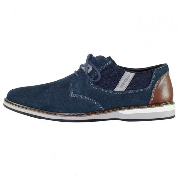 Pantofi piele naturala barbati bleumarin gri maro Rieker relax confort 16826-14-Blue