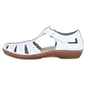 Pantofi piele naturala dama alb Rieker relax confort 45885-80-Alb