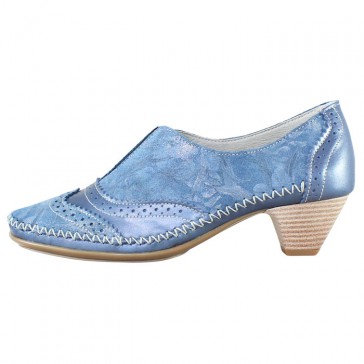Pantofi piele naturala dama albastru Naturlaufer toc mic 20629-01-205-2-Blue