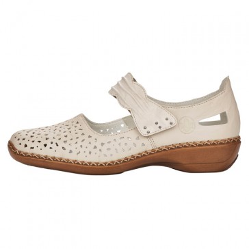 Pantofi piele naturala dama bej Rieker relax confort 41399-60-Bej