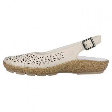 Pantofi piele naturala dama bej Rieker relax confort 44861-60-Bej