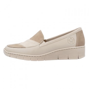 Pantofi piele naturala dama bej Rieker relax confort 53785-60-Bej