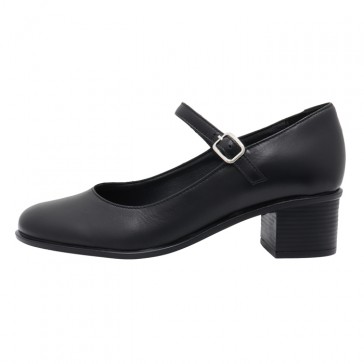 Pantofi piele naturala dama negru Nicolis toc mic 123409-Negru