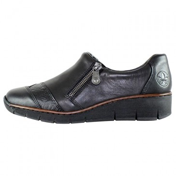 Pantofi piele naturala dama negru Rieker relax confort 53761-00-Black