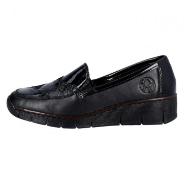 Pantofi piele naturala dama negru Rieker relax confort 53785-00-Negru