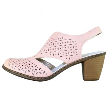 Pantofi piele naturala dama roz Rieker toc mediu 40971-31-Rosa