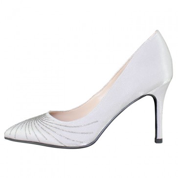 Pantofi piele naturala dama argintiu Epica toc mediu B01568-3603D-1370-18F-Grey-Satin