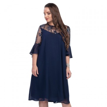 Rochie dama de ocazie eleganta cu dantela albastru Per Donna midi Denis-11826-albastru