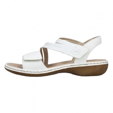 Sandale piele naturala dama alb Rieker relax confort 65964-80-Alb