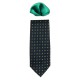 Cravata barbati cu batista negru verde Gama CRVT-GM-0036-Negru-Verde
