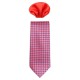 Cravata barbati cu batista rosu cu flori Gama CRVT-GM-0004-Rosu