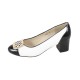 Pantofi piele naturala dama negru alb Deska toc mic 4G55-6F160Q-A3289Z-White-Black