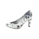 Pantofi dama alb negru multicolor s.Oliver toc mediu 5-22427-26-026-Black-Flower