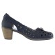 Pantofi piele naturala dama bleumarin Rieker toc mediu 40965-14-Blue