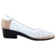 Pantofi piele naturala dama alb maro Yussi shoes toc mic 295-T-42-Alb