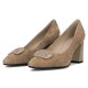 Pantofi piele intoarsa dama bej Filippo toc mediu DP6176-24-BE-Bej