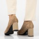 Pantofi piele intoarsa dama bej Filippo toc mediu DP6176-24-BE-Bej