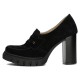 Pantofi piele intoarsa dama negru Filippo toc mediu DP4671-24-BK-Negru