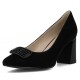 Pantofi piele intoarsa dama negru Filippo toc mediu DP6176-24-BK-SU-Negru