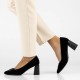 Pantofi piele intoarsa dama negru Filippo toc mediu DP6176-24-BK-SU-Negru