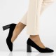 Pantofi piele intoarsa dama negru Filippo toc mediu DP6176-24-BK-SU-Negru