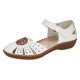 Pantofi piele naturala dama alb maro Rieker relax confort M1672-80-Alb-Maro