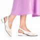 Pantofi piele naturala dama alb Rieker toc mic 47066-80-Alb
