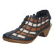 Pantofi piele naturala dama albastru maro bej Rieker toc mic 46778-14-Albastru-Maro-Bej