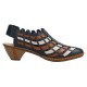 Pantofi piele naturala dama albastru maro bej Rieker toc mic 46778-14-Albastru-Maro-Bej