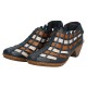 Pantofi piele naturala dama albastru maro bej Rieker toc mic 46778-14-Albastru-Maro-Bej