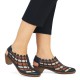 Pantofi piele naturala dama albastru maro bej Rieker toc mic 46778-14-Albastru-Maro-Bej