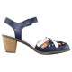 Pantofi piele naturala dama bleumarin Rieker toc mediu 40970-14-Blue-combination