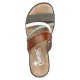Papuci dama verde alb maro Rieker relax confort V3652-91-Verde-Alb-Maro