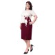 Rochie dama de ocazie eleganta bej bordo Per Donna midi Edith-81320-Bej-Bordo