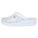 Saboti piele naturala dama alb floral Sanital Light medicinali 1350-Flori