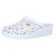 Saboti piele naturala dama alb floral Sanital Light medicinali 1350-Flori