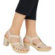 Sandale dama bej Rieker toc mediu 66526-60-Bej