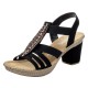 Sandale dama negru Rieker toc mediu 66526-00-Negru