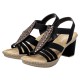 Sandale dama negru Rieker toc mediu 66526-00-Negru