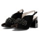 Sandale piele intoarsa dama negru Filippo toc mediu DS6180-24-BK-SU-Negru