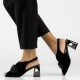 Sandale piele intoarsa dama negru Filippo toc mediu DS6180-24-BK-SU-Negru