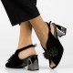Sandale piele intoarsa dama negru Filippo toc mediu DS6180-24-BK-SU-Negru