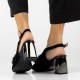 Sandale piele intoarsa dama negru Filippo toc mediu DS6180-24-BK-SU-Negru